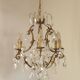 French Art Nouveau chandelier with 6 lights in bronze and crystal Acanthus 5552