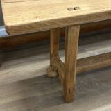 Pair of solid stripped oak farmhouse benches