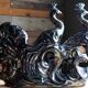 Large iridescent black ceramic peacock sculpture - 1970s