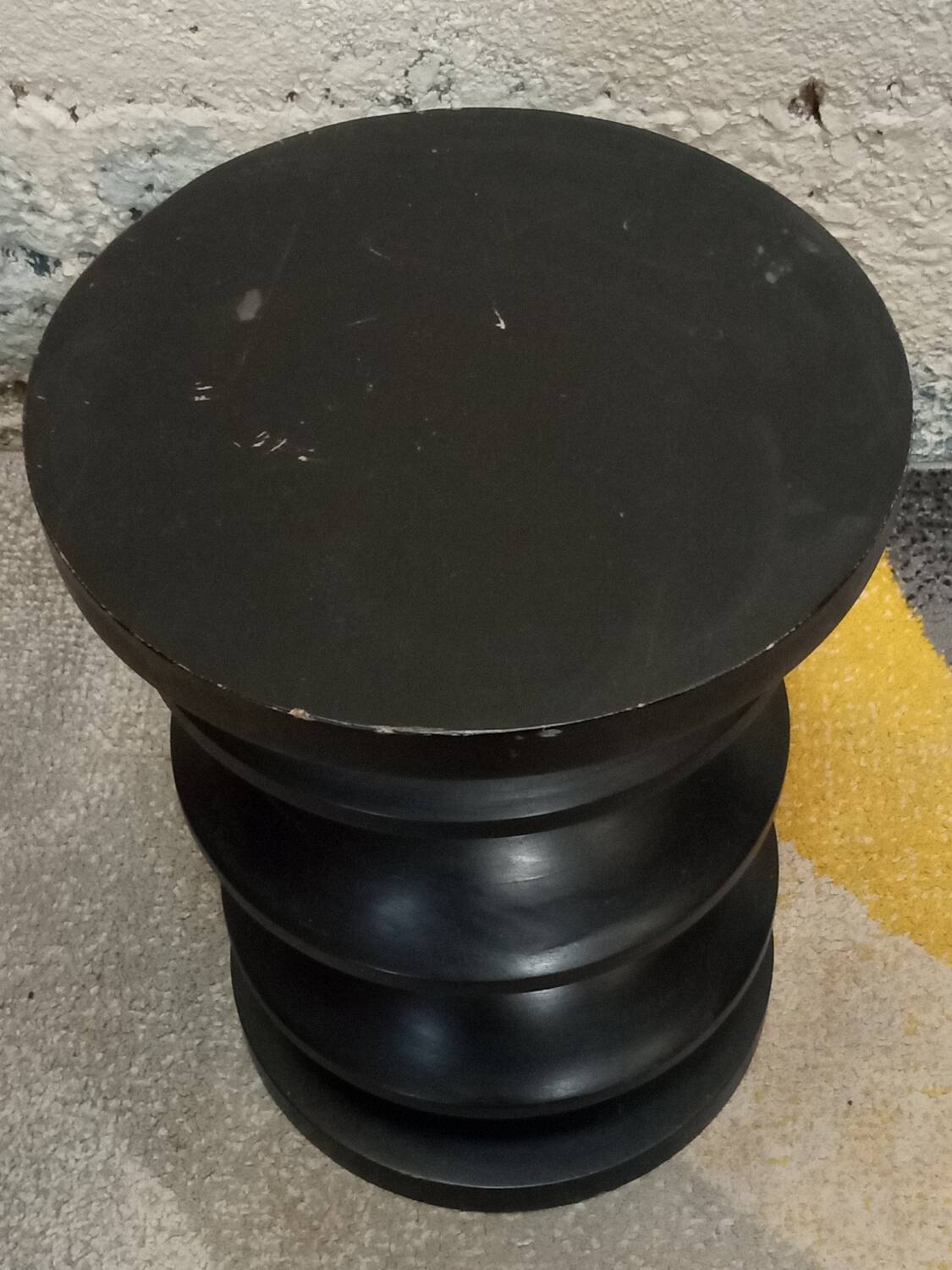 Black solid wood stool