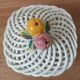 Vintage woven box - Fruit decor in slipware