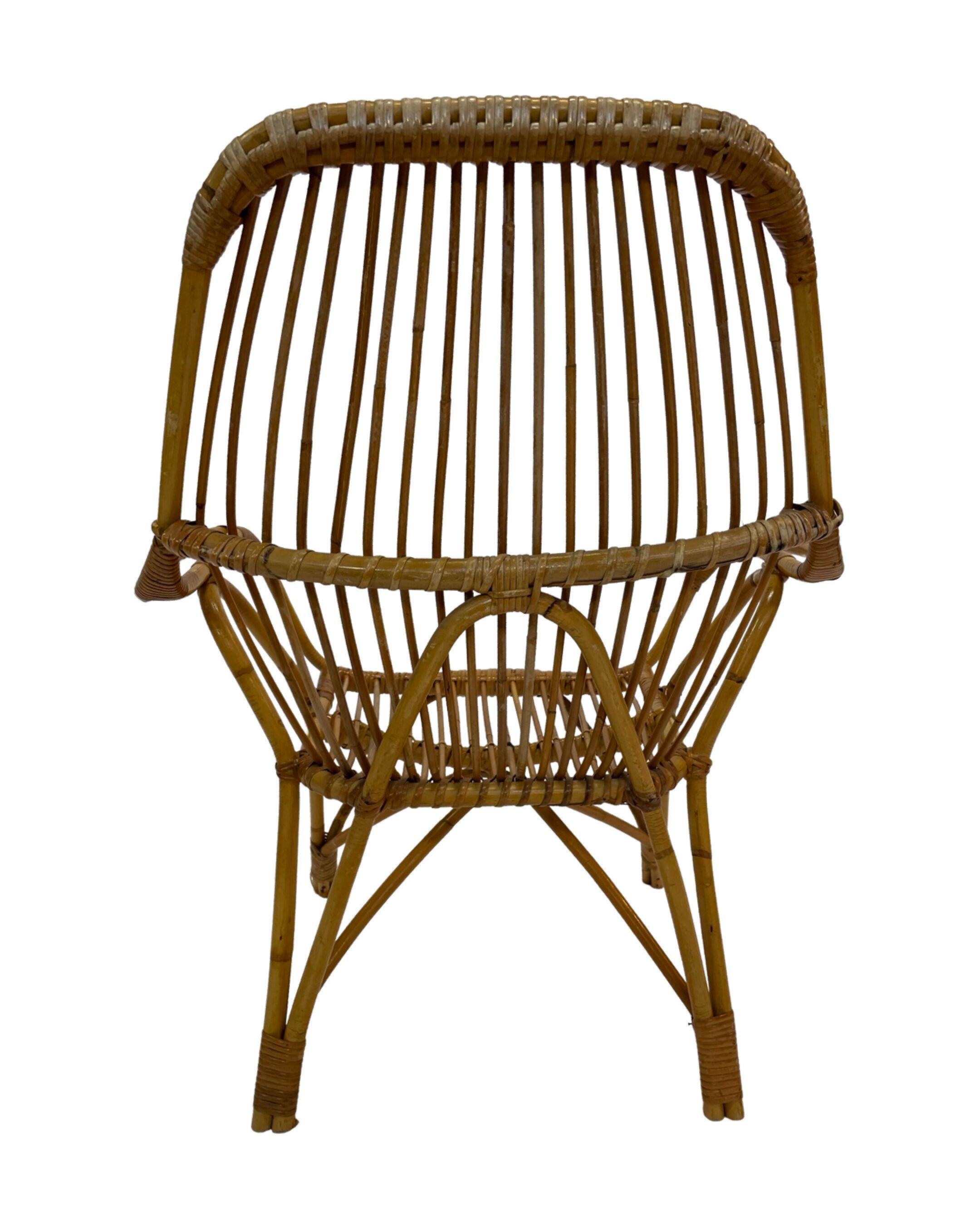 Rattan easy chair by Dirk van Sliedregt Rohe Noordwolde 1960 in the Netherlands