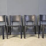 Vintage black leather dining chairs, Italy, 1980s
