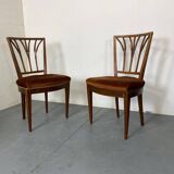 Chaises de salle à manger ou d'appoint vintage éclectiques Regency en chêne et velours en épi de blé