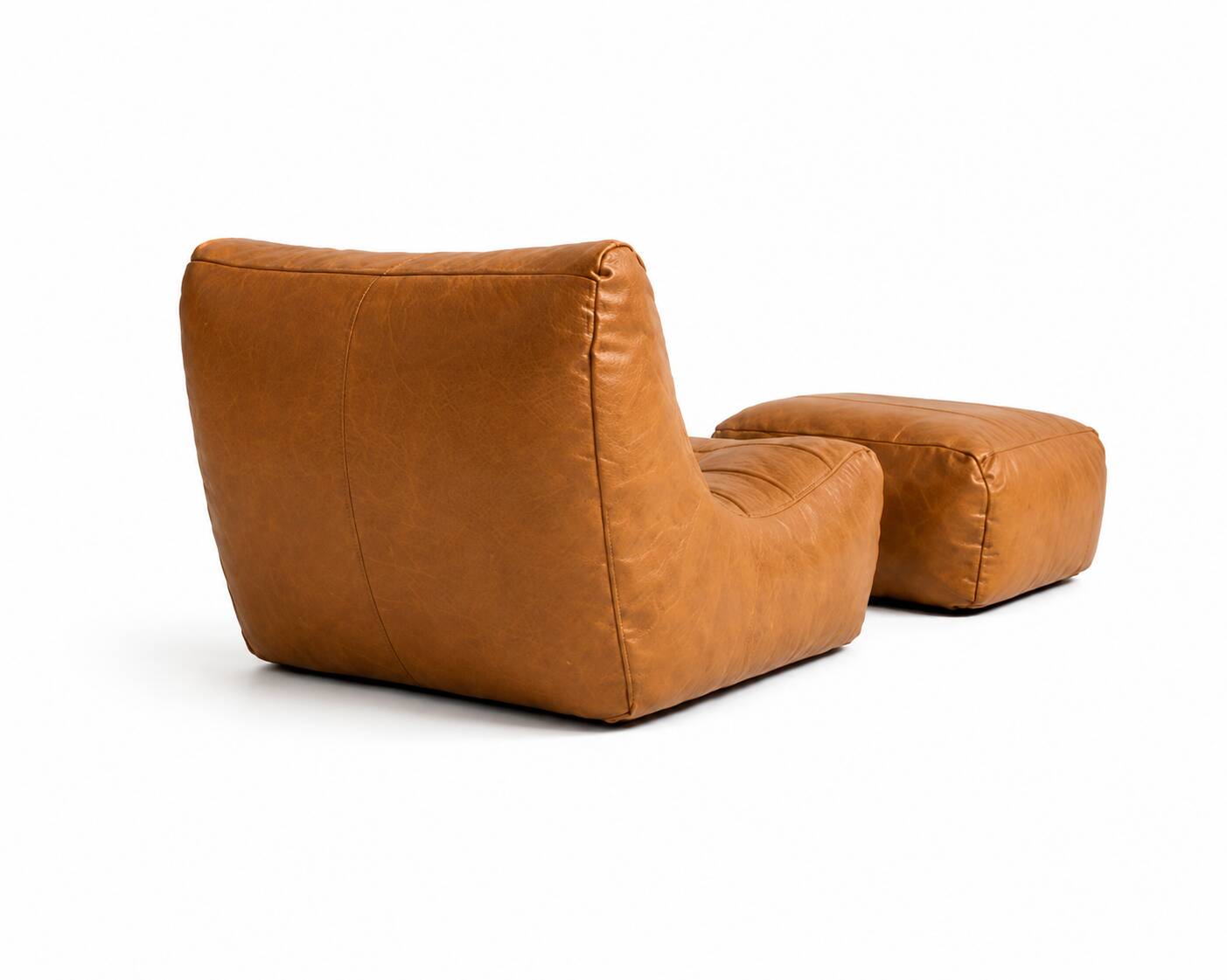 Vintage camel lounge chair with footrest