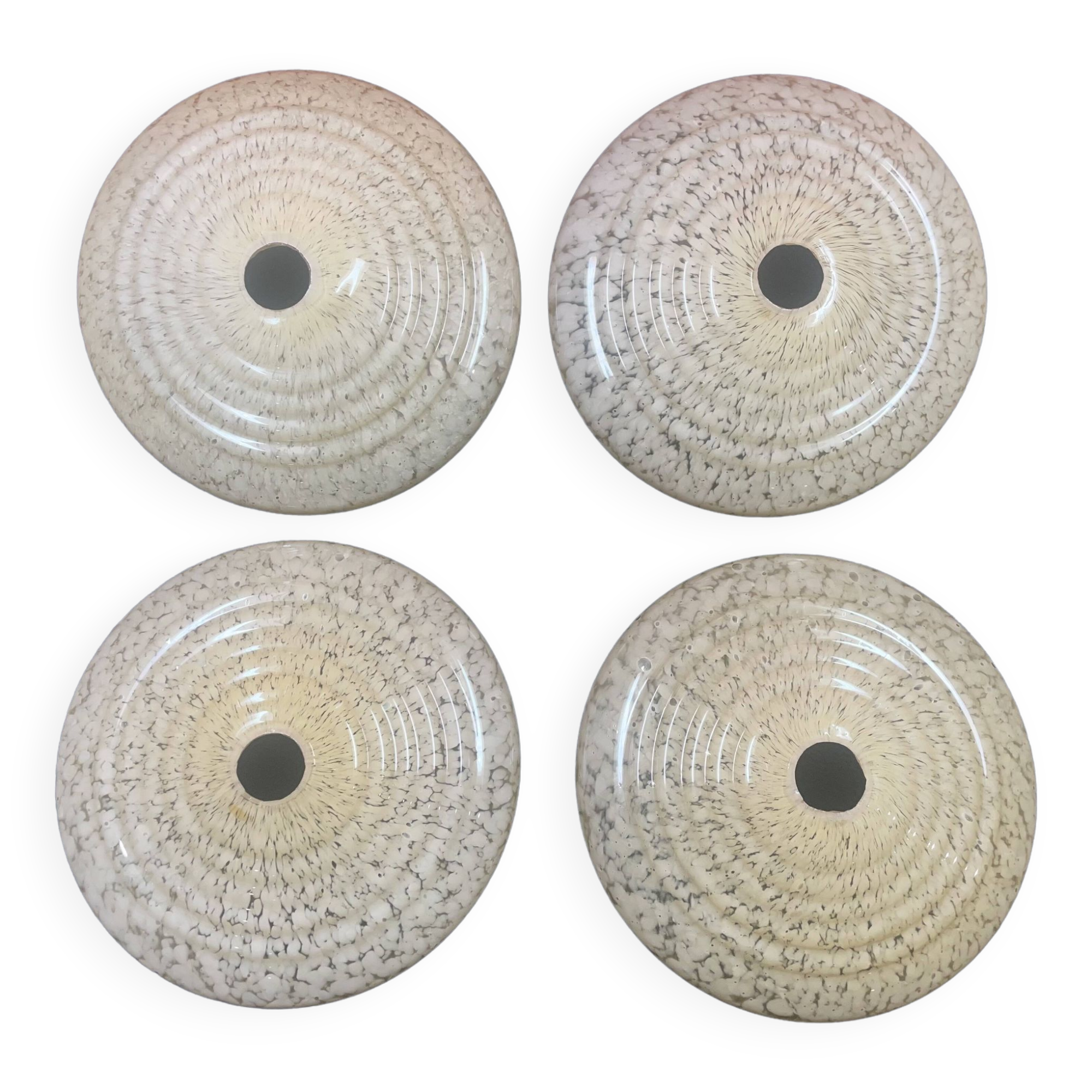 Ceiling light, old speckled glass lampshade, set of 4