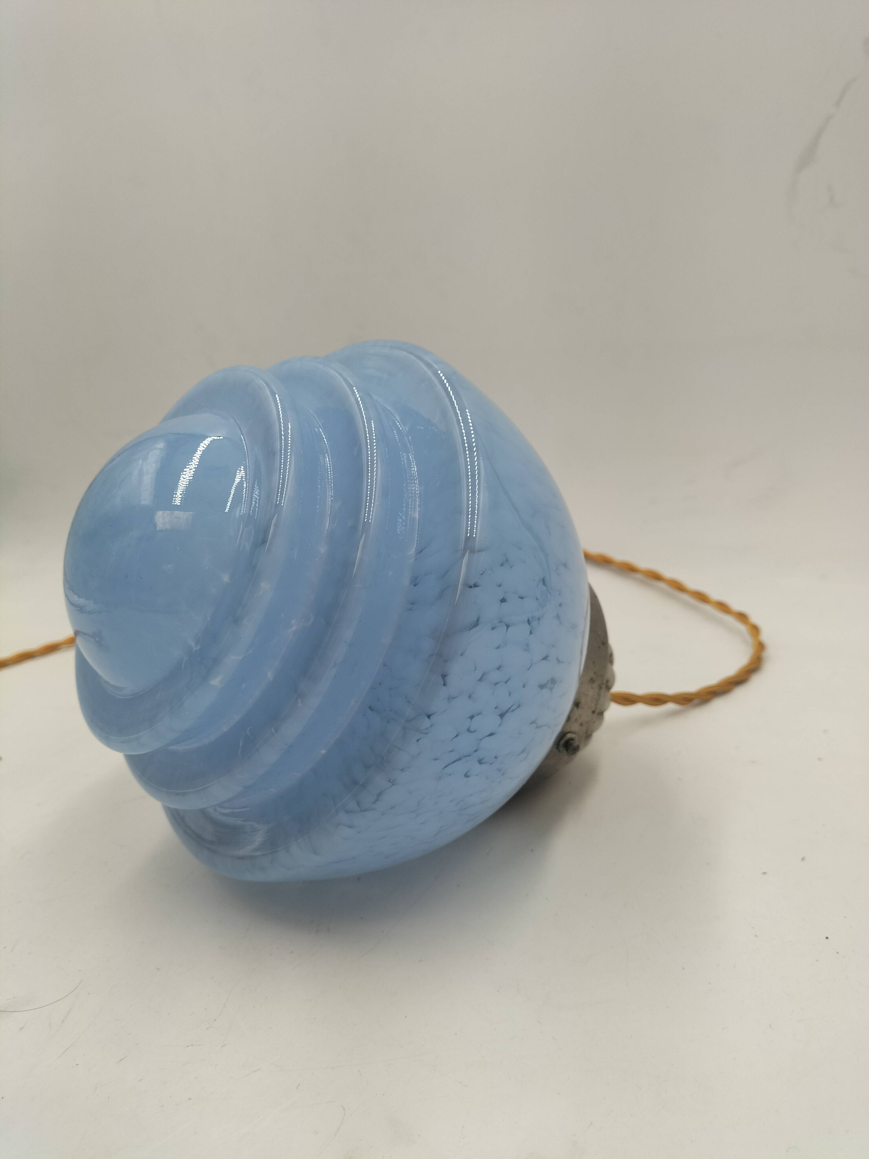 Speckled blue opaline pendant light