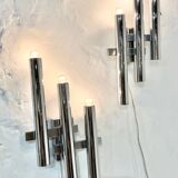 Pair of chrome wall lights by Gaetano Sciolari, 1970's