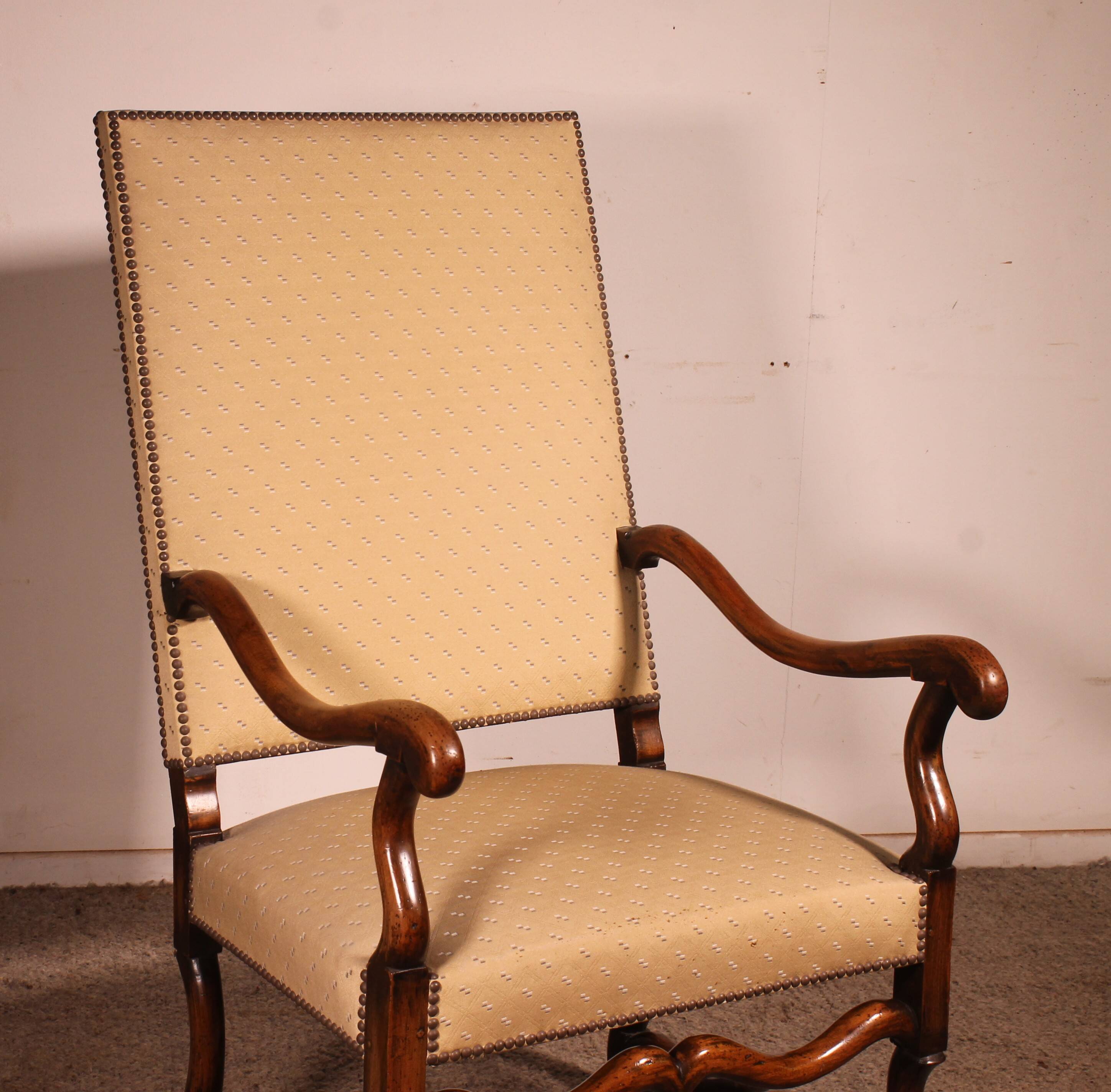 Louis XIV Style Armchairs in Sheep Bone in Walnut - 19th Century