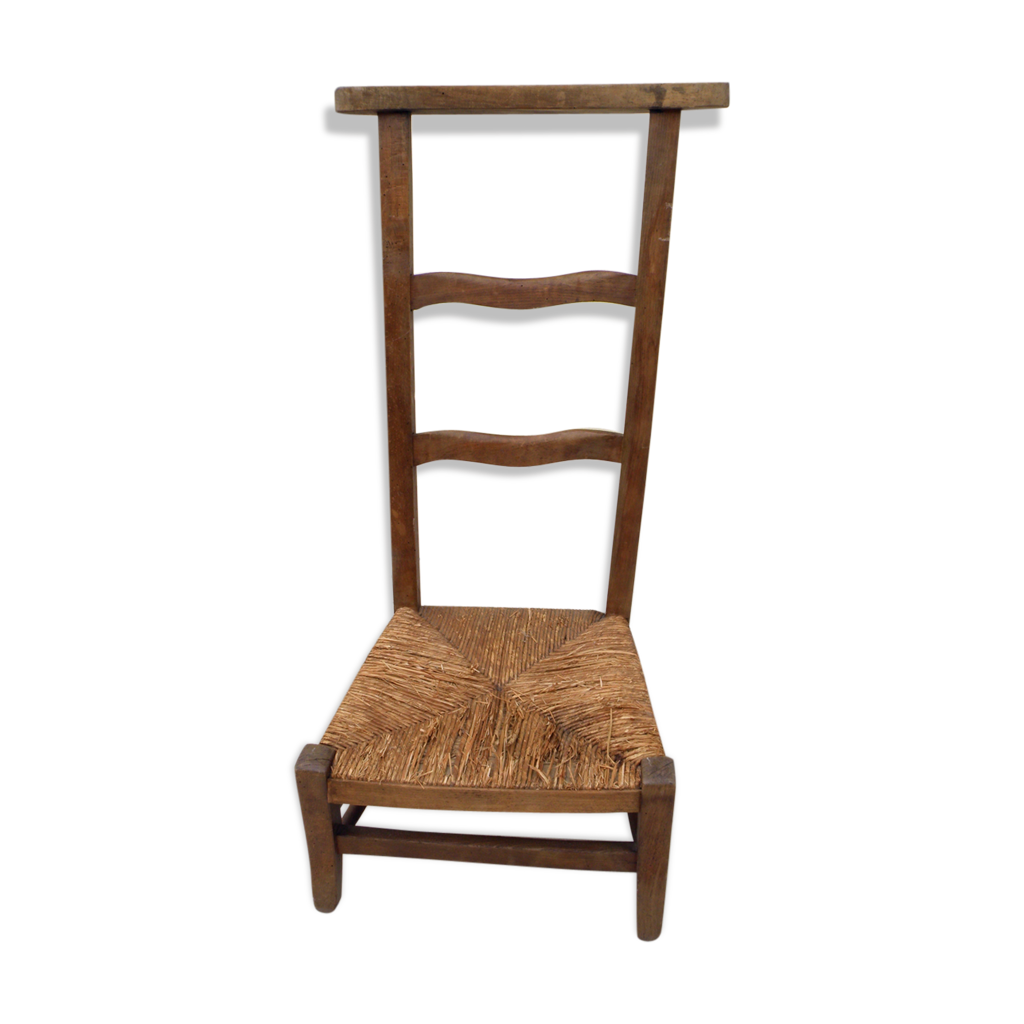 Priedieu en chêne et assise paillée, original d’église Selency