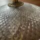 Antique ceiling light in bronze and cut crystal with diamond points.