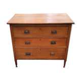 Chest of drawers of the 50s in solid oak 3 drawers conical feet