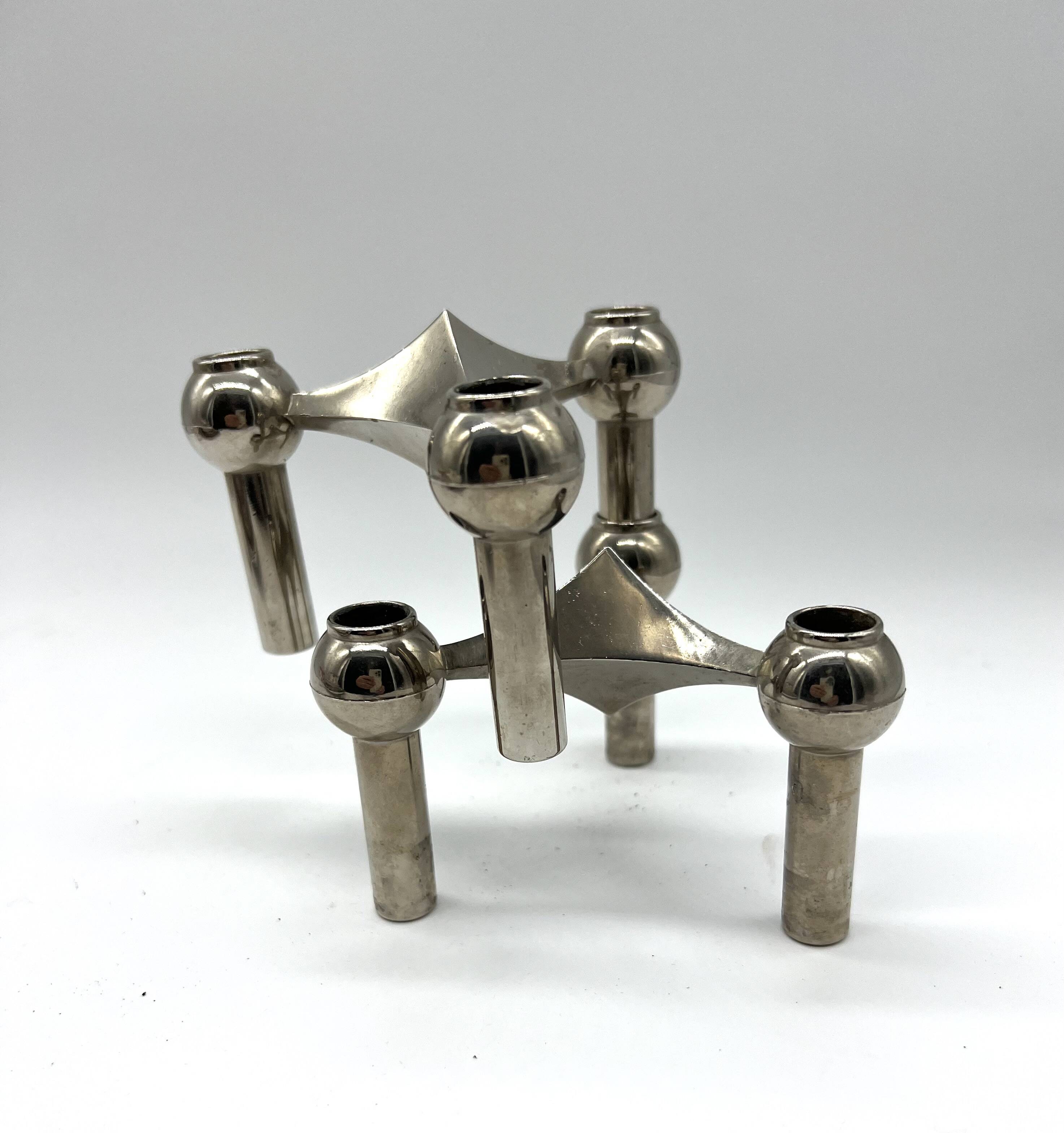 Pair of Nagel modular candlesticks – German Space Age design – Metal