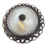 Plafonnier en verre moulé et métal