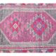 Pink-gray vintage Turkish hand-knotted tribal runner 79x390