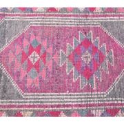 Pink-gray vintage Turkish hand-knotted tribal runner 79x390