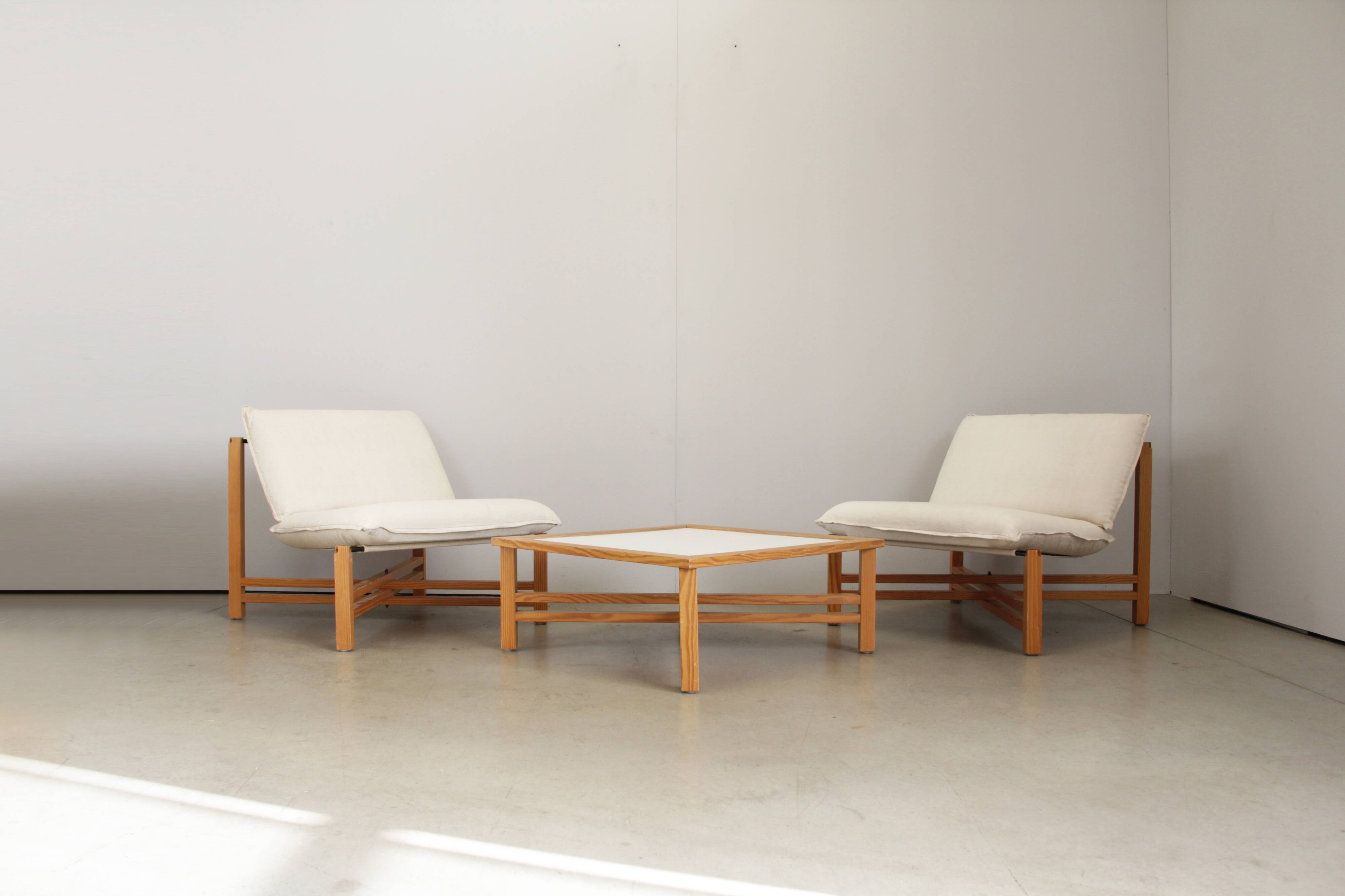 Foldable lounge set in pinewood by Burkhard Vogtherr for Rosenthal