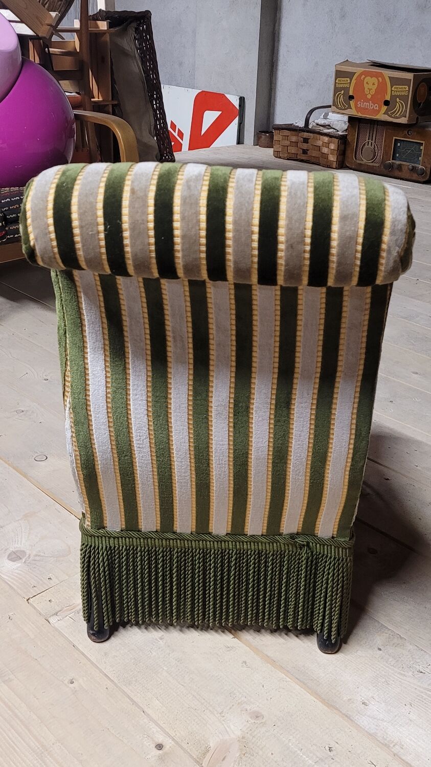 Napoleon III period velvet fireside chair