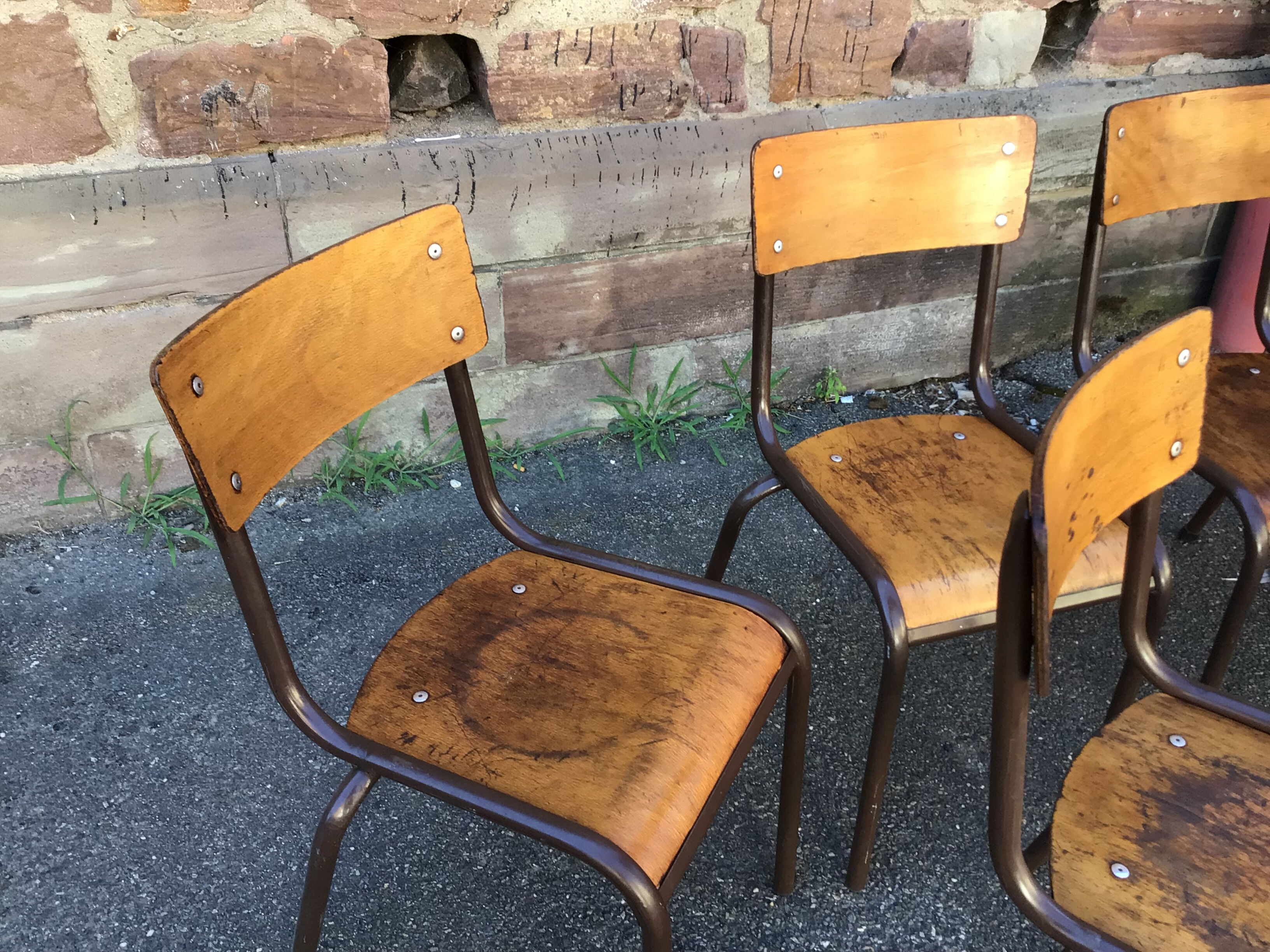 Set of 6 vintage school industrial school chairs