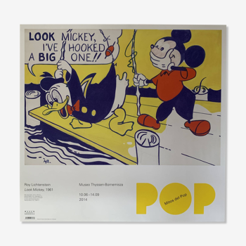 Roy lichtenstein - look mickey - affiche originale d'exposition - musée thyssen-bornemisza - 2014