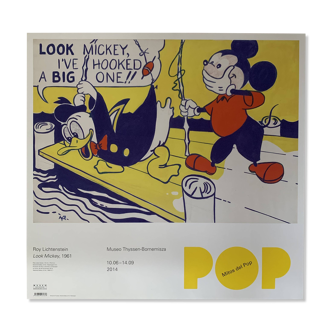 Roy lichtenstein - look mickey - original exhibition poster - thyssen-bornemisza museum - 2014