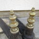 Pair of old cast iron and brass channels