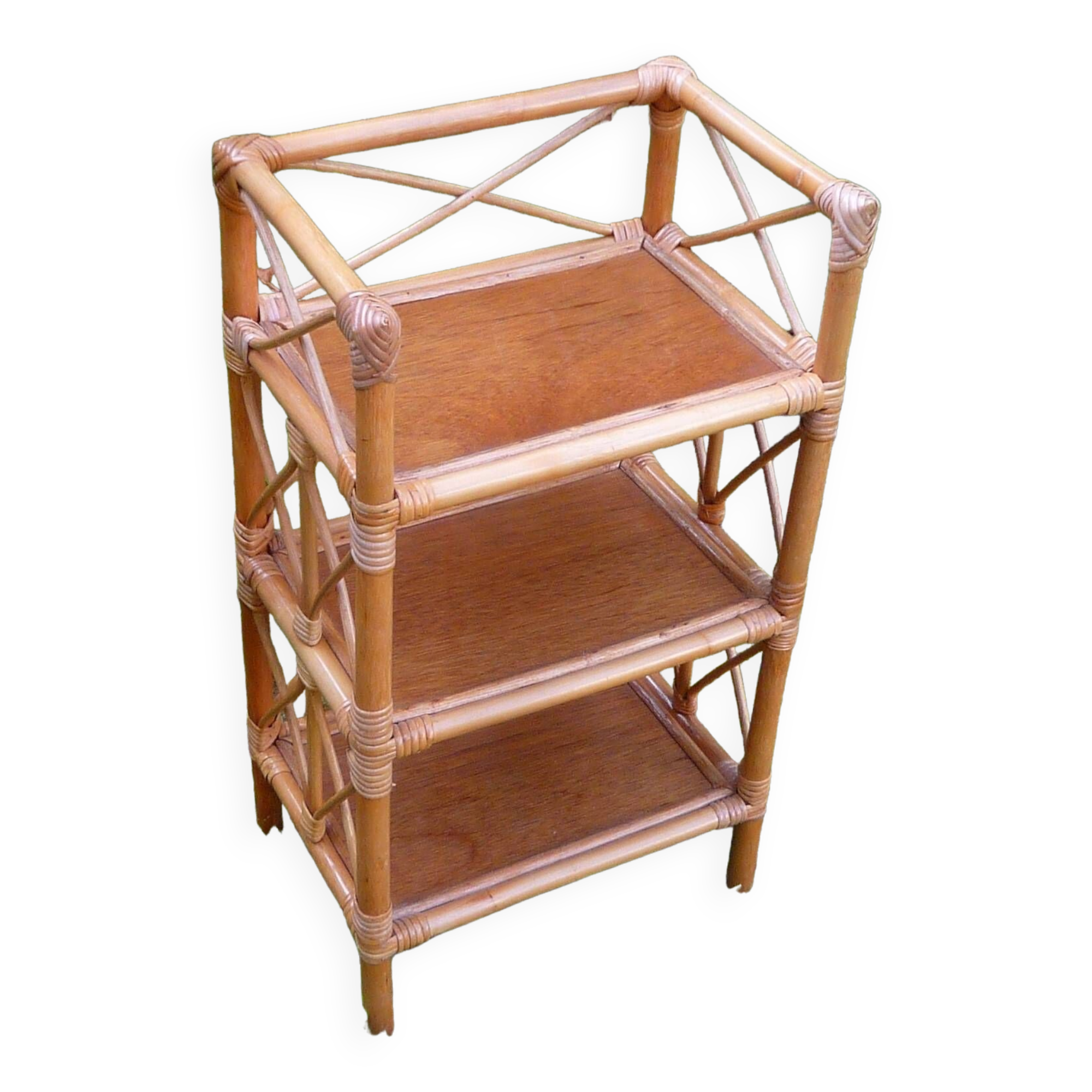 Small rattan shelf, 3 shelves, vintage