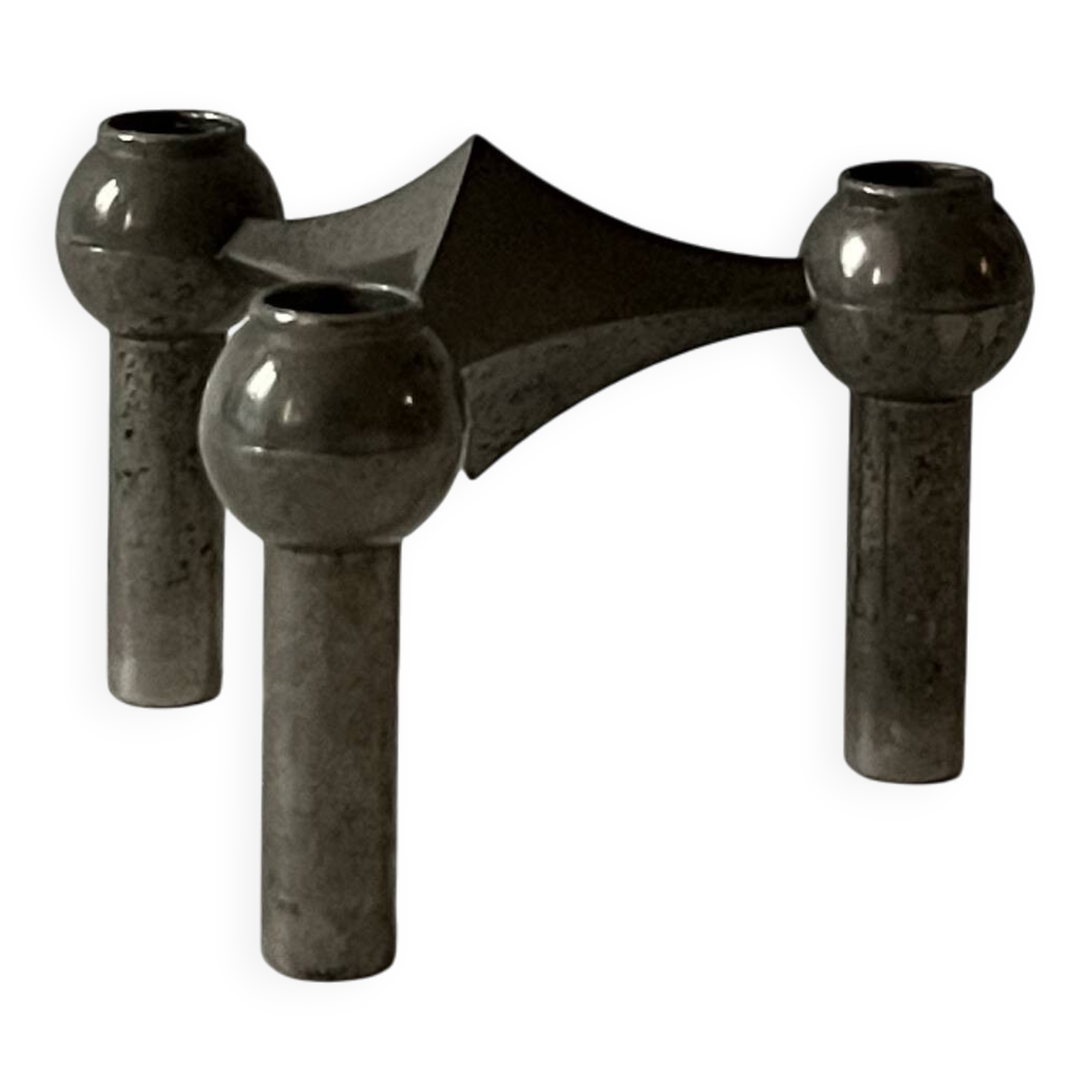 Stoff Nagel designer candlestick in genuine chrome-plated metal, Denmark 1970