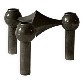 Stoff Nagel designer candlestick in genuine chrome-plated metal, Denmark 1970