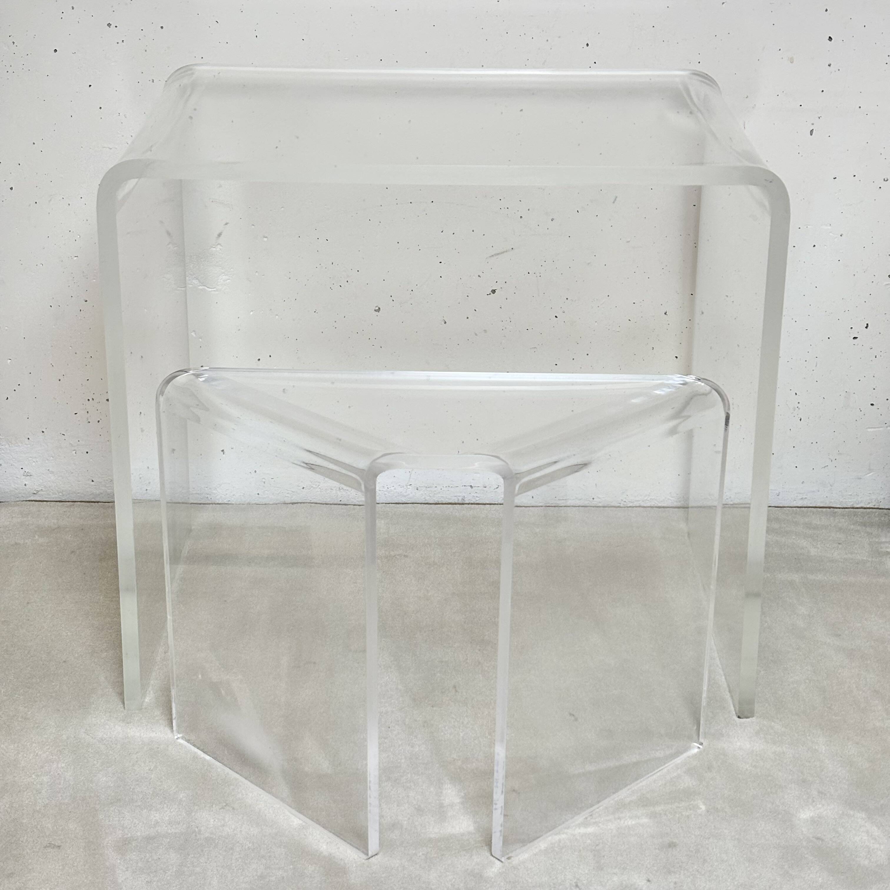 Plexiglass desk, dressing table and stool, 1970