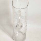 Chiseled crystal pitcher with floral decor 1950s Height 34 cm