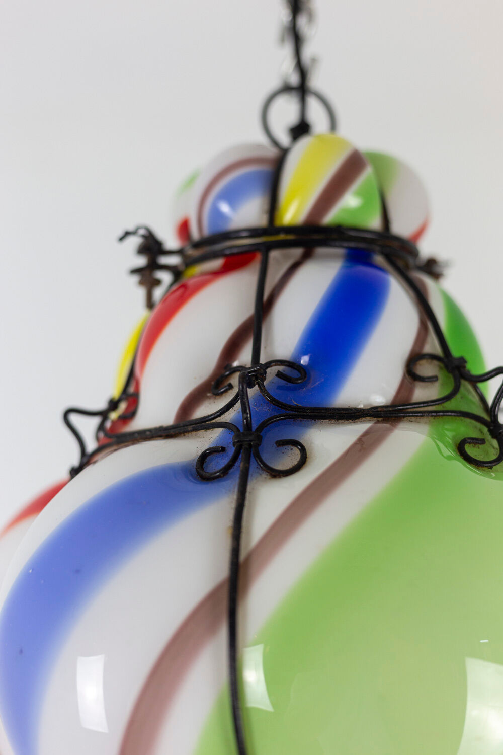 Series of polychrome glass "barley sugar" lanterns, 1950s