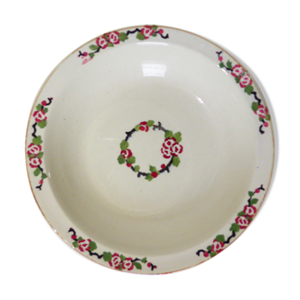 Hollow round dish from Longwy, Aubépine model