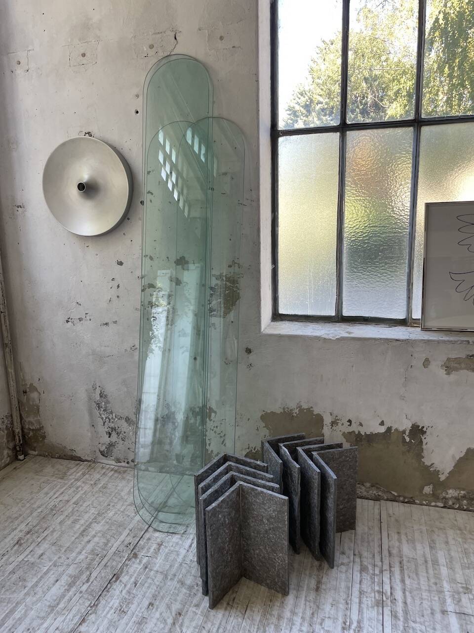 Roche Bobois stone and glass sculpture shelf 1970s