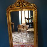 Miroir XIXème en bois stuqué doré 90 x 180 cm