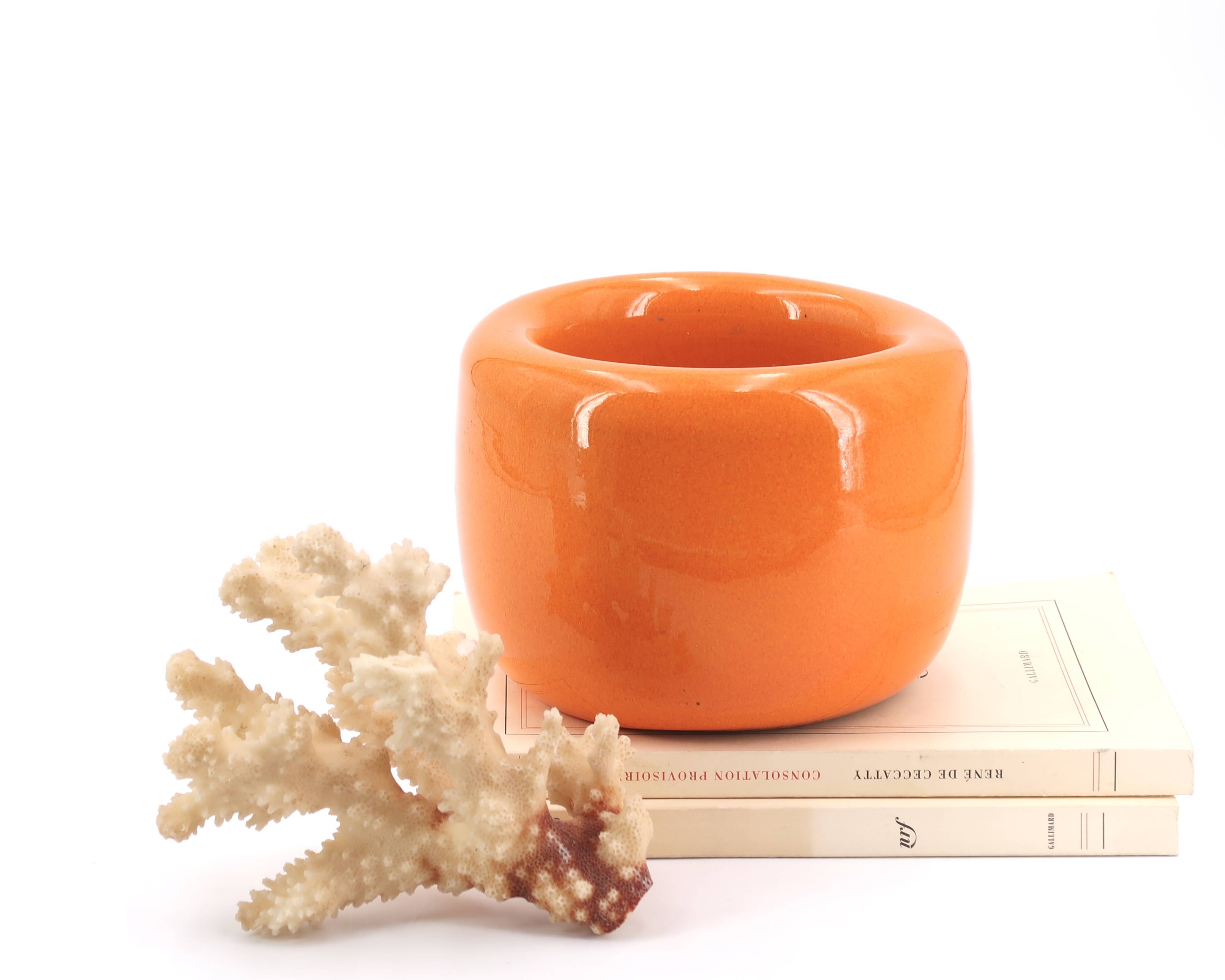 Vintage orange ceramic pot
