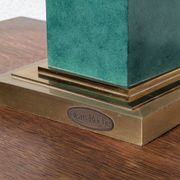 Pied de lampe vintage Jean Roche, 1980, laiton & vert