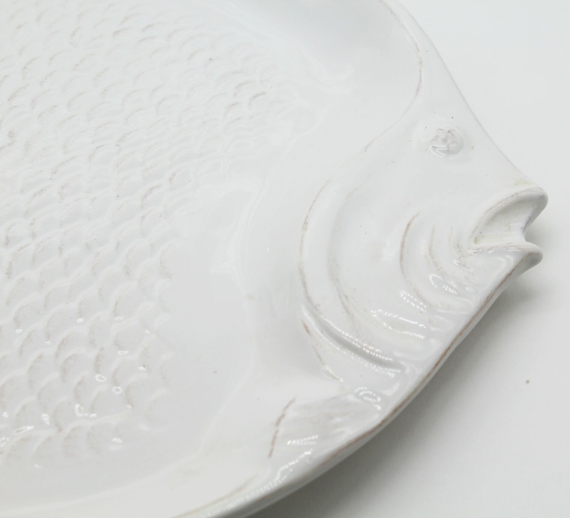 Large dish white ceramic fish