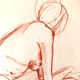 Drawing Nude with Sanguine on Paper