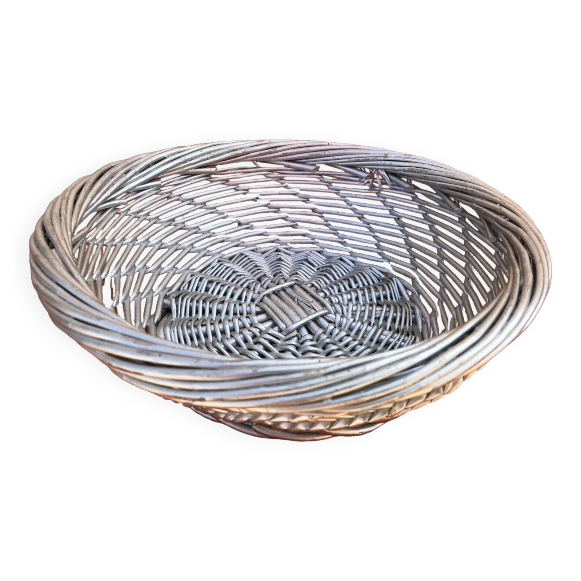 Silver grey woven wicker basket