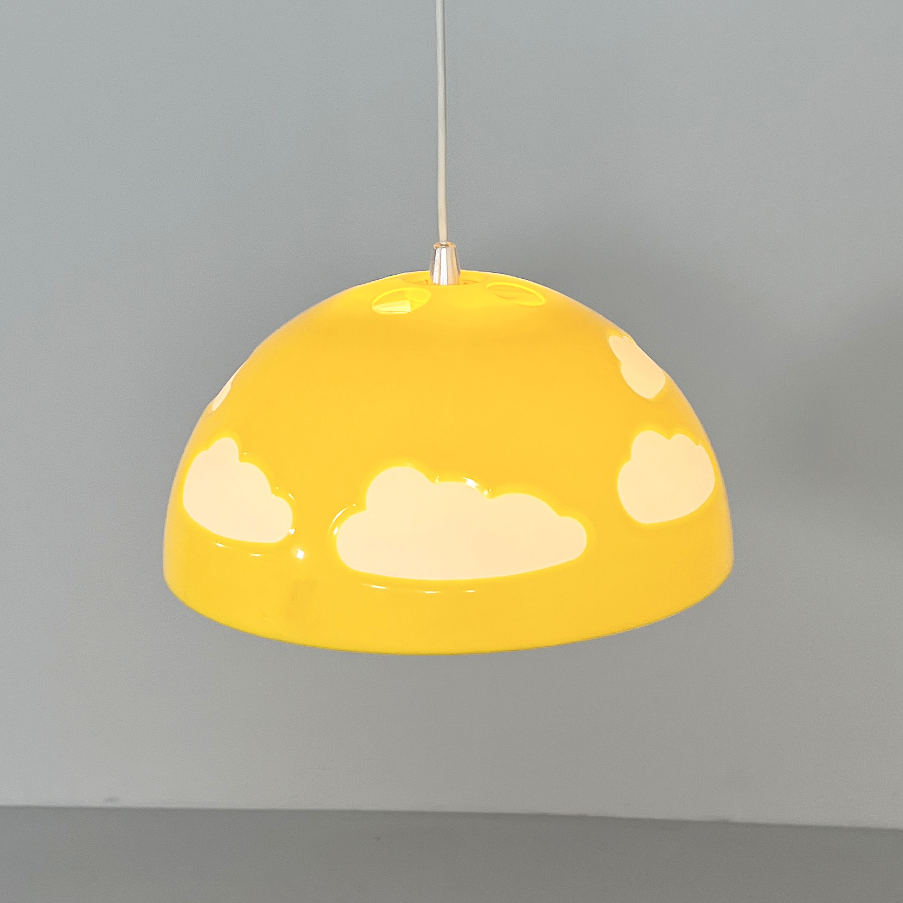 Yellow skojig cloud suspension by henrik preutz for ikea, 1990