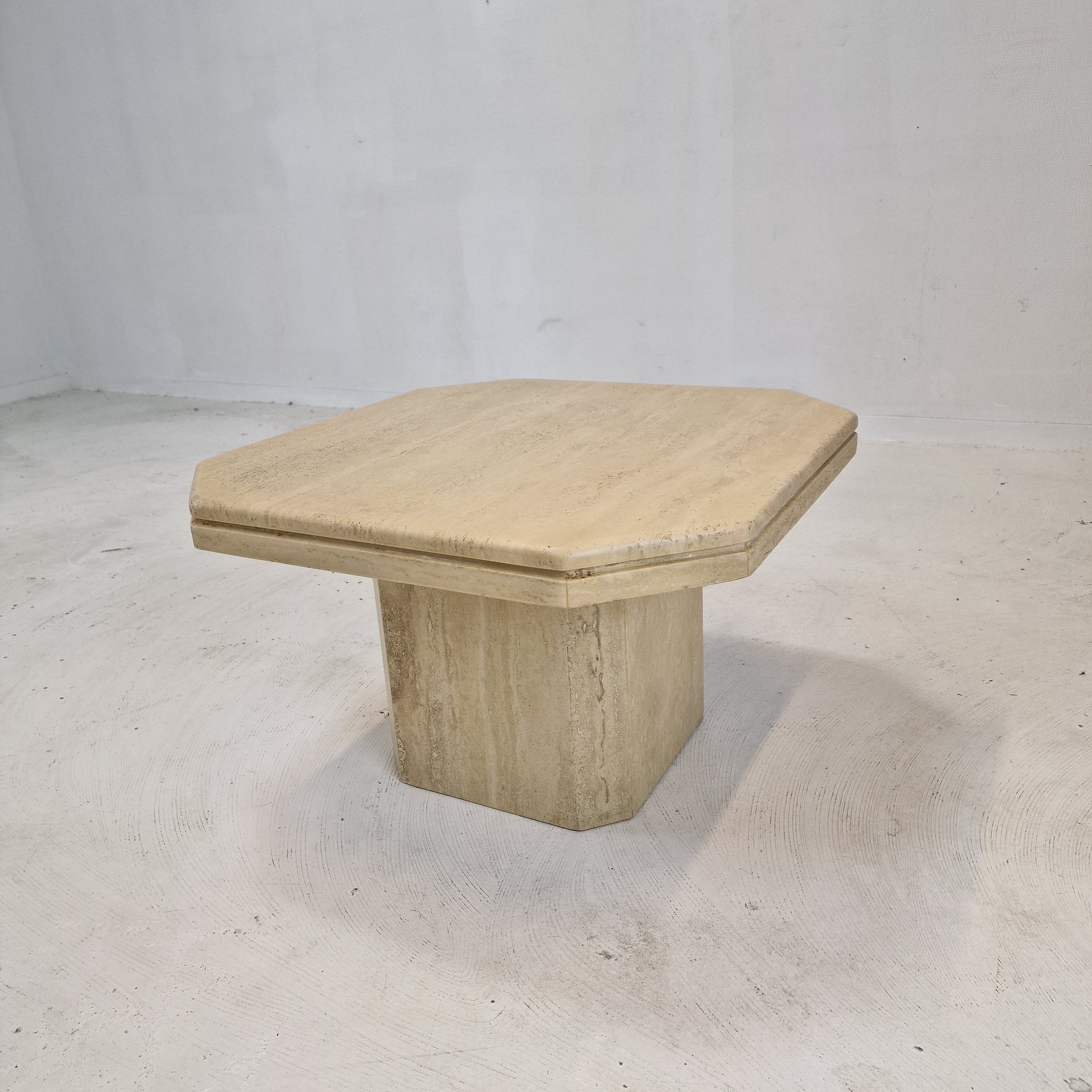 Side table in travertine, 1980s
