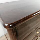 Chest of drawers with five drawers in wood and brass