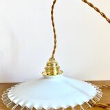 Opaline crenellated pendant light