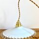 Opaline crenellated pendant light