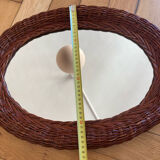 Oval wicker rattan mirror
