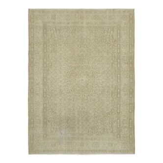 Tapis de laine beige noué à la main des années 1970 211 cm x 286 cm laine beige