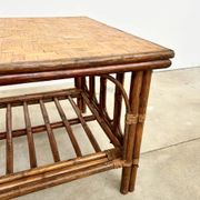 Table Basse Carrée en Rotin & Bambou – Plateau Amovible