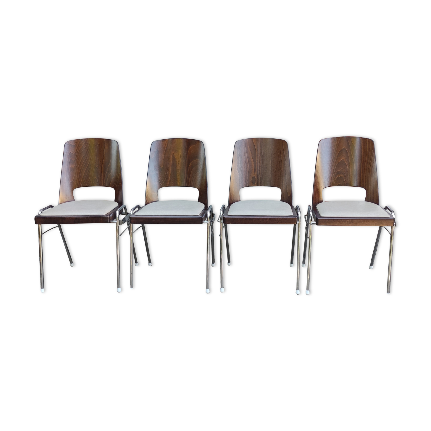Série 4 Chaises empilables Baumann modèle Manhattan/skaï blanc/chaises design 