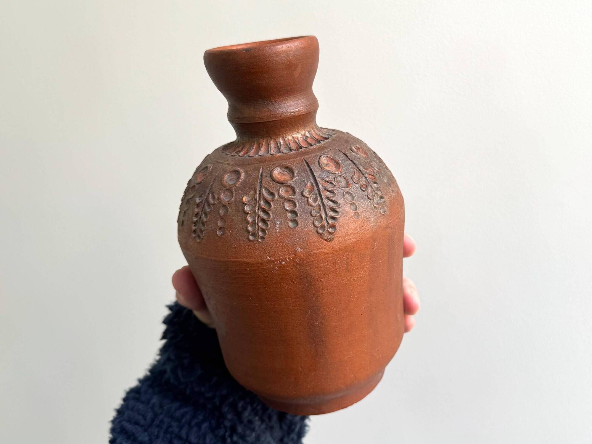 Vintage terracotta pottery ceramic vase